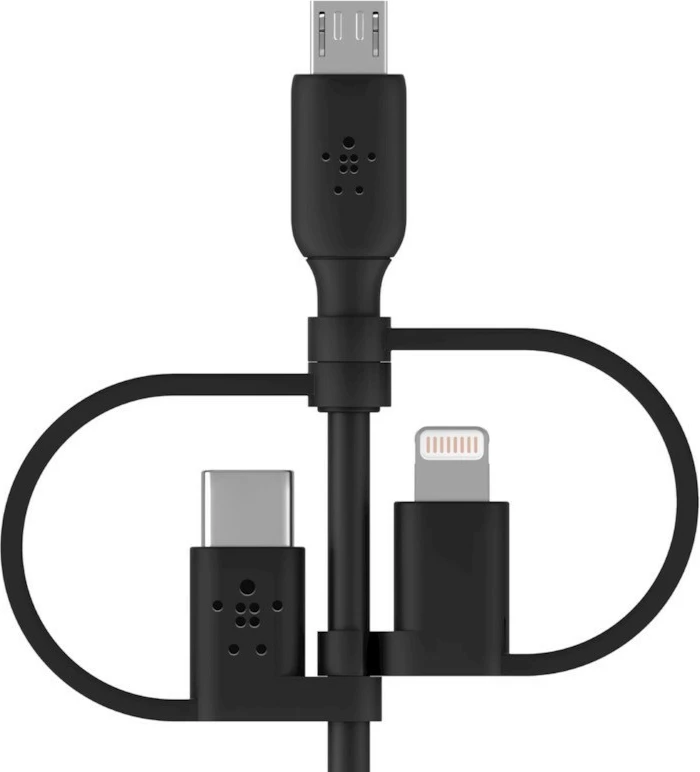 Kabel za polnjenje Belkin BOOST CHARGE, 1 m, USB A z USB C/Micro-USB B/Lightning, črn