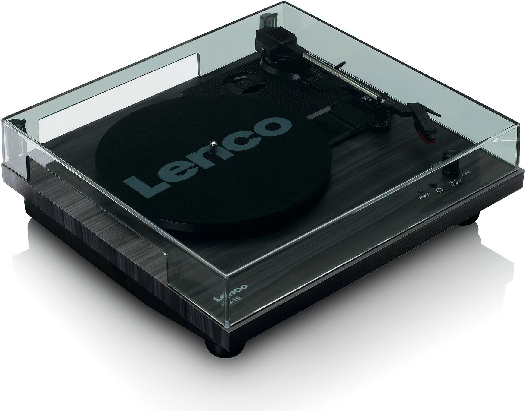 Gramofon z zvočniki Lenco LS-10BK, 3,5 mm, RCA, črno/leseno Gramofon z zvočniki Lenco LS-10BK, 3,5 mm, RCA, črno/leseno