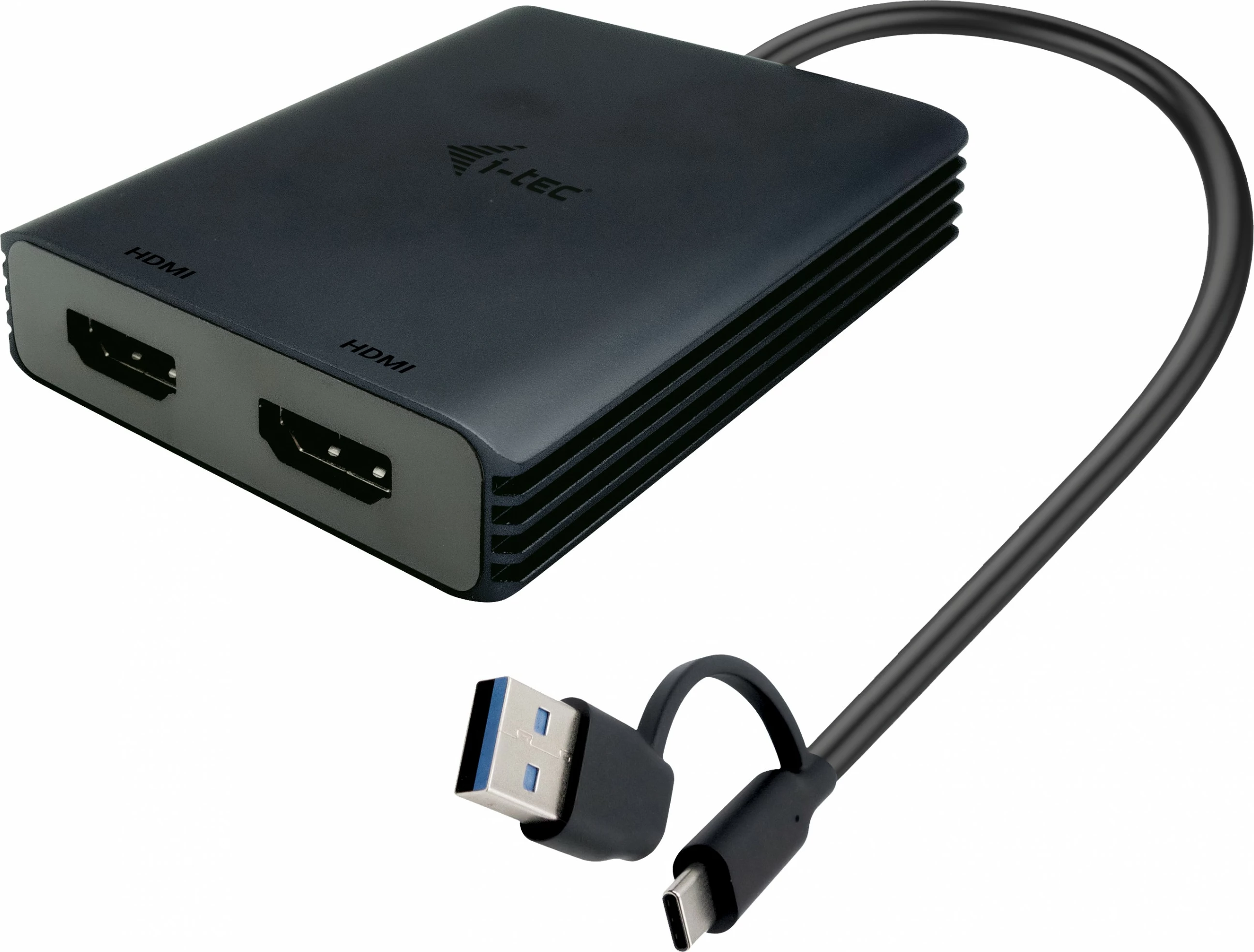 Adapter 2x HDMI za USB-A/USB-C I-Tec, črn
