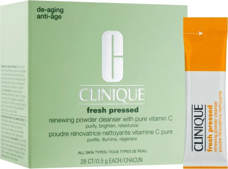 Prah za čiščenje obraza Clinique Fresh Pressed Renewing Powder Cleanser With Pure Vitamin C, 28x0,5 g