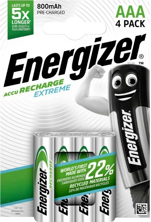 Polnilne baterije Energizer Extreme AAA 800 mAh, 4 kosi