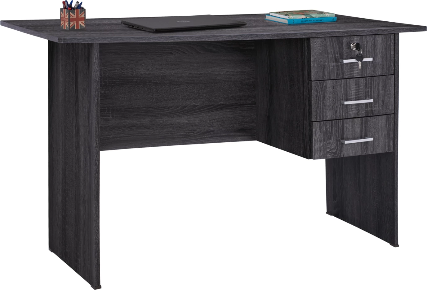 Pisarniško pohištvo iz melamina s 3 predali FH2268.01 sivo barvo 120x60x75 cm