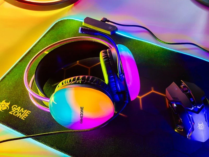 Gaming slušalke z mikrofonom Tracer GameZone GZ X4, z RGB osvetlitvijo, z vodnikom, večbarvne