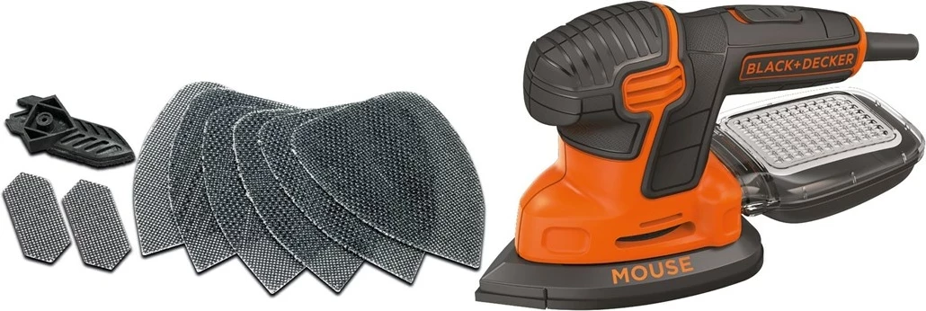 Likalnik/brušenje površin 120 W, orbični premer 2 mm, črno/oranžen – BLACK+DECKER KA2500K-QS Mouse