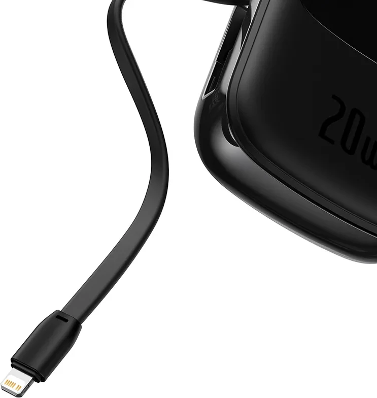 Powerbank 20.000 mAh, 20W, s kablom Lightning, USB-C in USB, črn - Baseus Qpow PRO