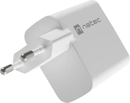 Polnilec GaN 45W z USB-A in USB-C, Natec Ribera, bel