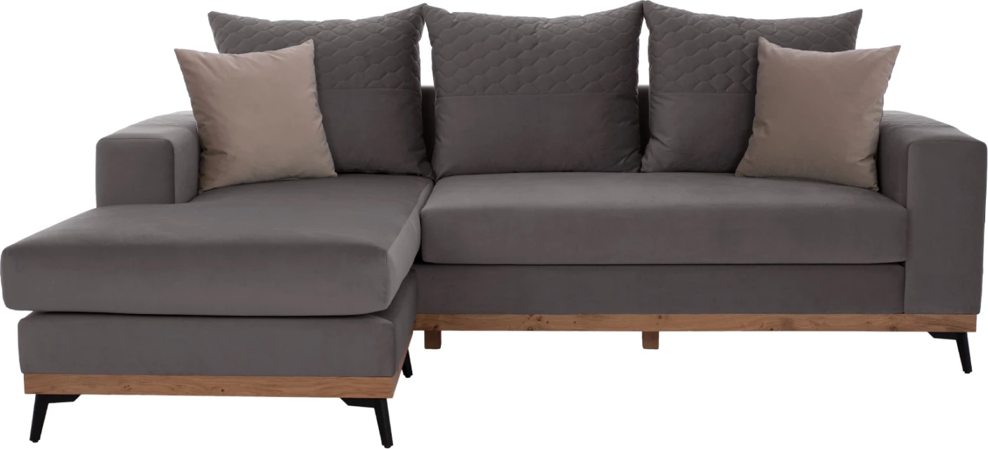 Kotna sedežna garnitura PORTOFINO, siva, visoke noge