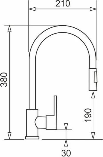 Kuhinjska pipa, metalna, 380 mm, črna, z izvlečnim izlivom PYRAMIS IDEA volcano