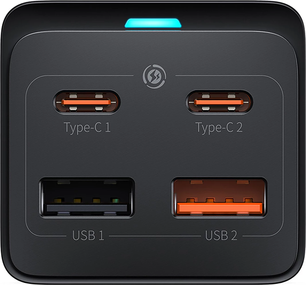 Stojalo za polnjenje Baseus GaN3 Pro 65W z 2x USB-C, 2x USB-A in 1 m USB-C kablom 100W, črno