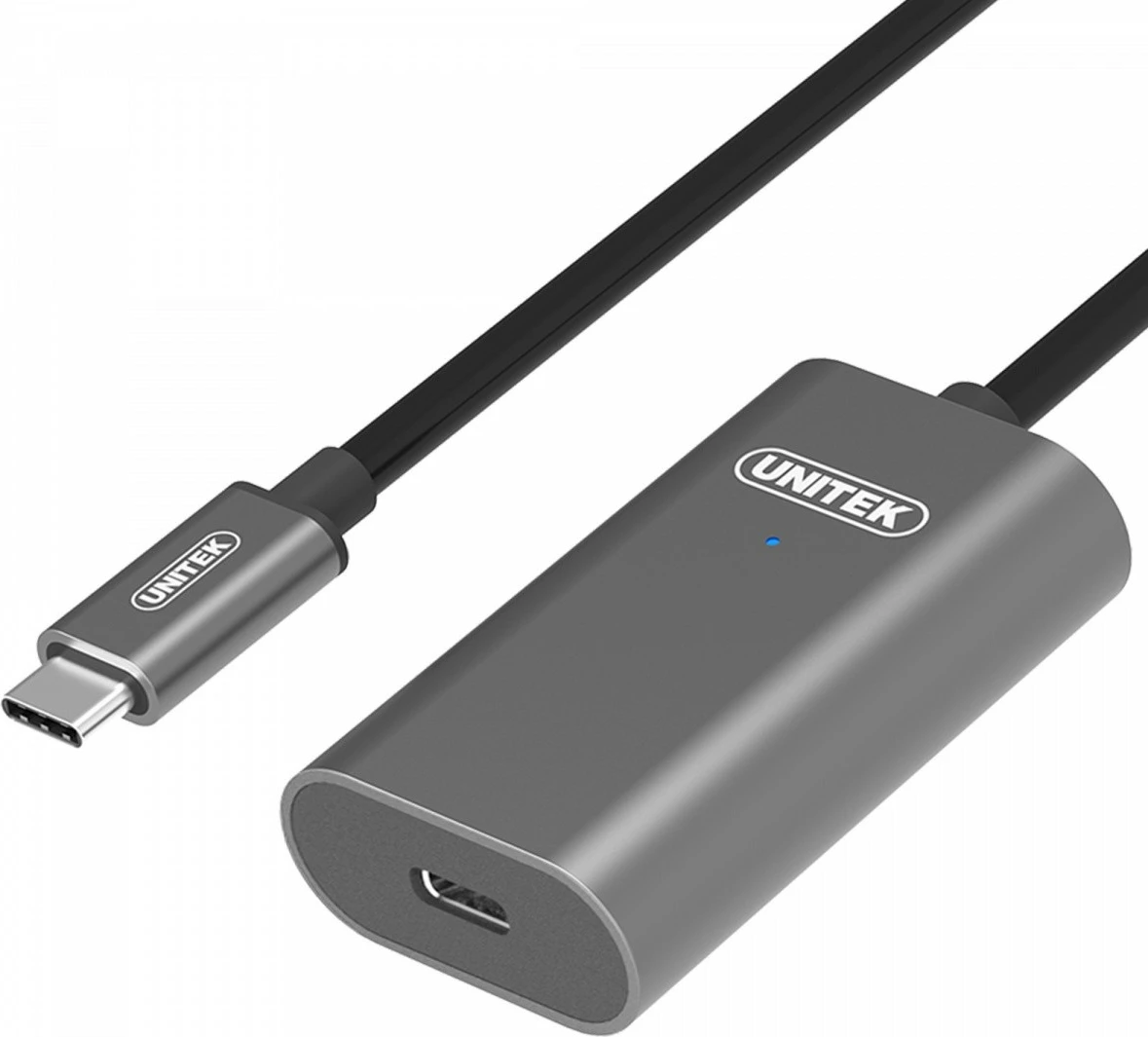 Aktivni podaljšek USB Type-C, Unitek U305A, 5 m, črn/siv