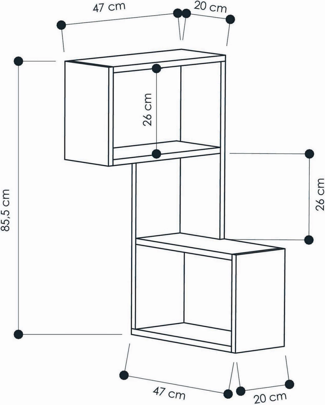Črno bela stenska polica FH8972.01 47Χ20Χ85,5 cm