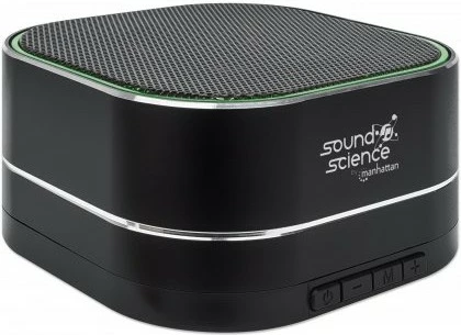 Prenosni zvočnik MANHATTAN Sound Science Metallic LED, Bluetooth 5.0, mikrofon, FM radio, MicroSD, črn