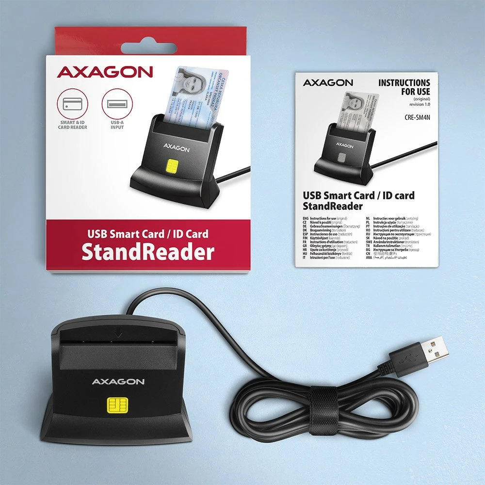 Bralnik kartic AXAGON CRE-SM4N, USB, kabel 1,3 m, črn Bralnik kartic AXAGON CRE-SM4N, USB, kabel 1,3 m, črn