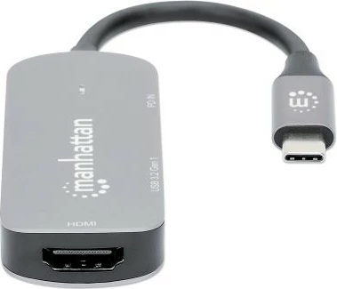 Adapter USB-C na HDMI, 3-v-1 priključna postaja MANHATTAN, siva