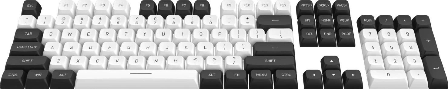 Keycapi PBT Doubleshot, 150 kosov, bela-črna - Redragon A132