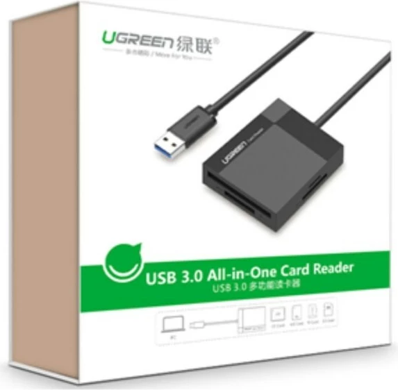 Bralnik kartic UGREEN 30231, USB 3.2 Gen 1, črn Bralnik kartic UGREEN 30231, USB 3.2 Gen 1, črn
