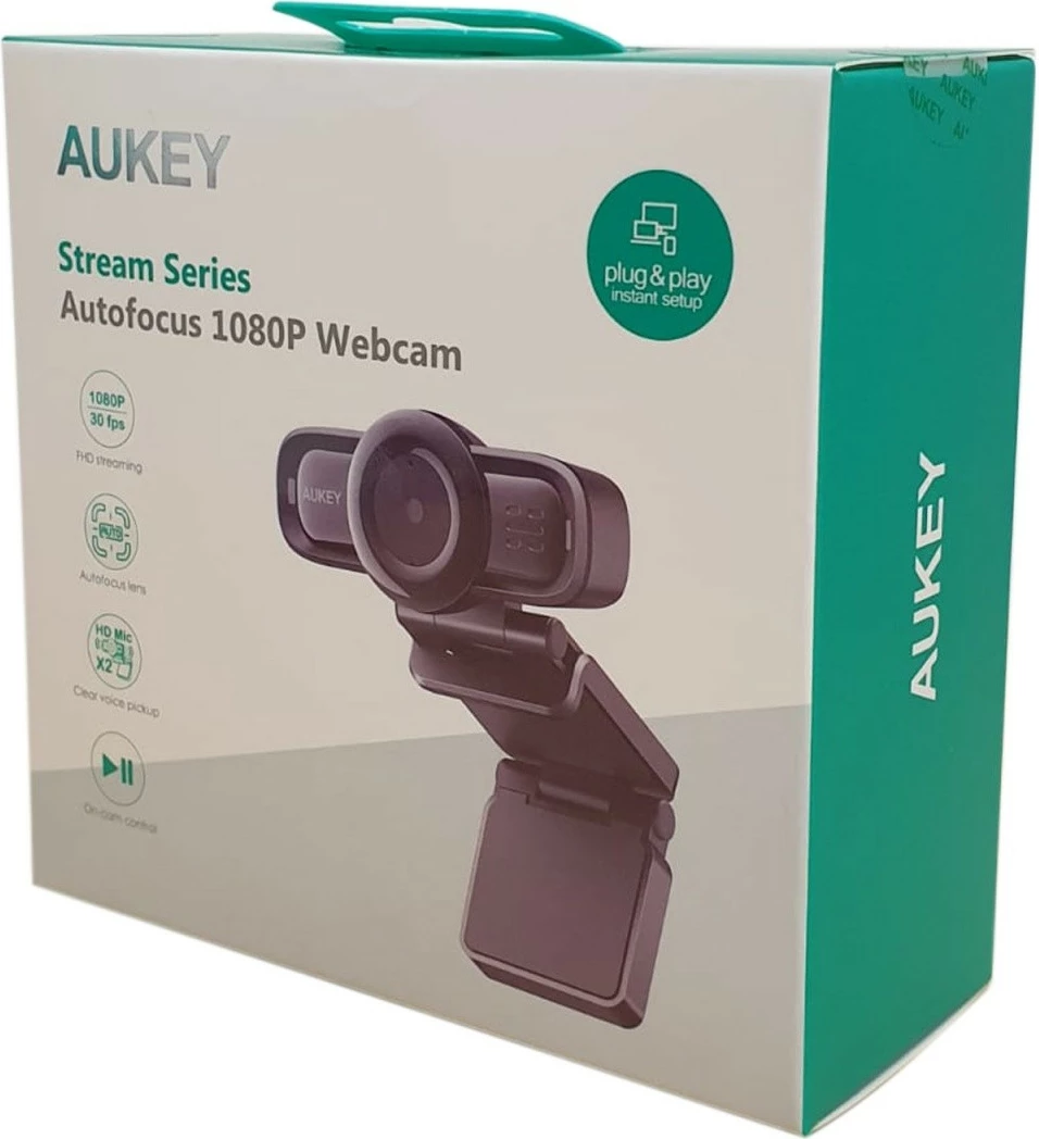 Web kamera AUKEY PC-LM3, Full HD 1080p, samodejno ostrenje, stereo mikrofon, črna