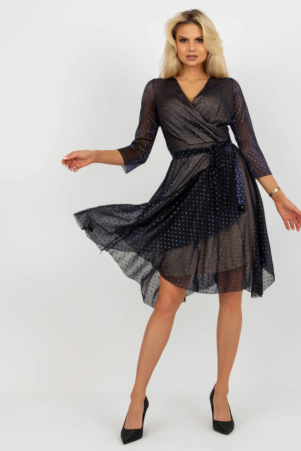 Koktajl obleka Lakerta 174953, temno modra