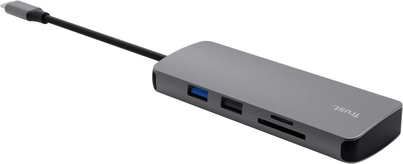 USB-C razdelilnik, 8 vrat, siv, Trust 25672