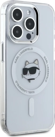 Ohišje z motivom Choupette Karl Lagerfeld MagSafe za iPhone 15 Pro, belo