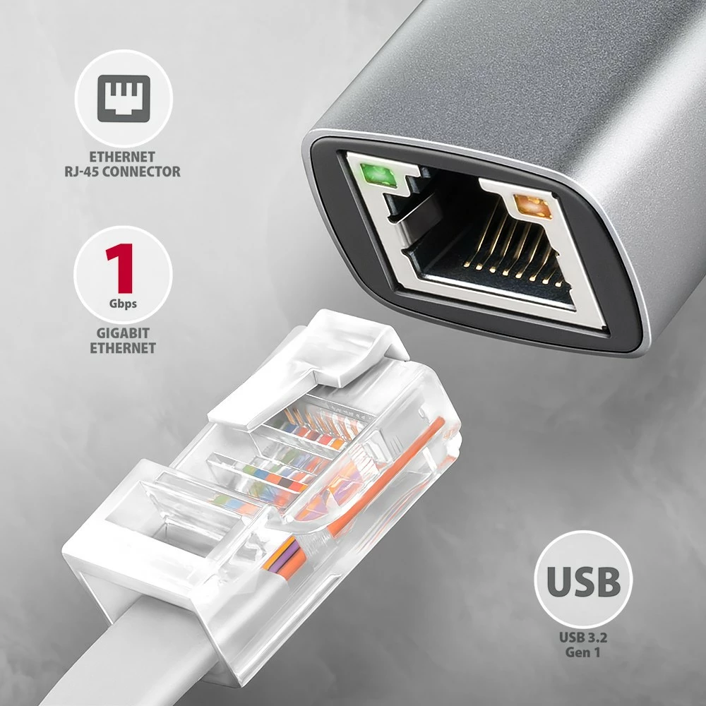 Omrežna kartica AXAGON ADE-TXPD, USB-C 3.2 Gen 1, Gigabit Ethernet, Power Delivery 100W, siva Omrežna kartica AXAGON ADE-TXPD, USB-C 3.2 Gen 1, Gigabit Ethernet, Power Delivery 100W, siva