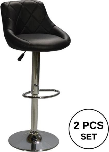 Barski stol Rose FH204.01 z dvižnim plinom in črnim PU 47x40x104cm, set 2 kosov