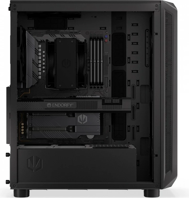 Midi tower ohišje z dobro zračno prepustnostjo, Endorfy Arx 500 Air EY2A010, ATX/Micro ATX/Mini ITX, 5 ventilatorjev, črno