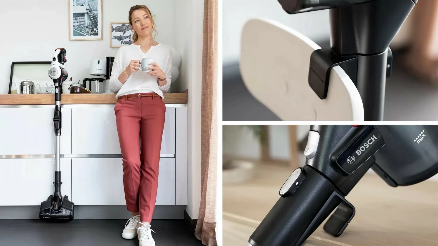 Vertikalni sesalnik Unlimited 7 BBS711W, 18 V, 40 min, bel-črn, Bosch