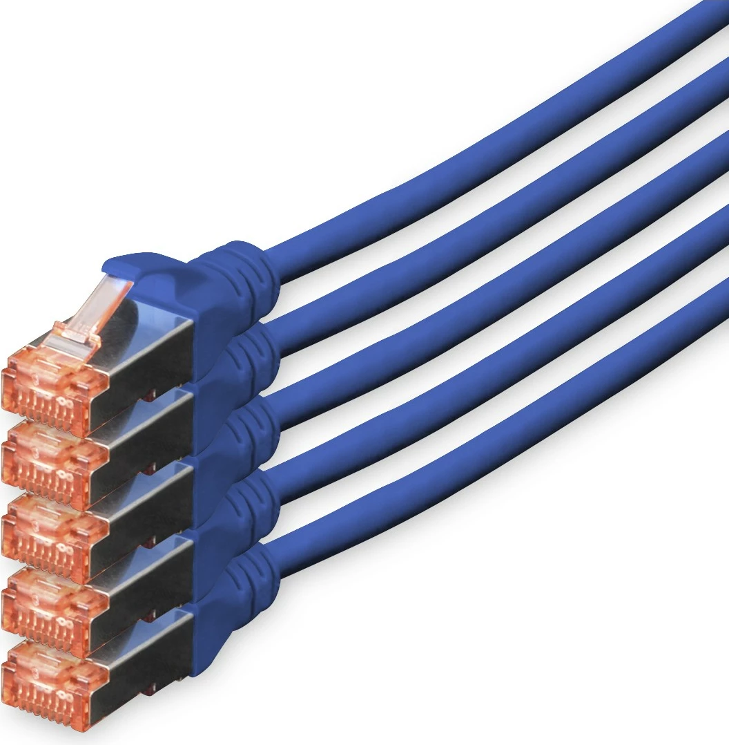Kabel za omrežje Cat6, 10 m, S/FTP, komplet 5 kosov, moder - Digitus