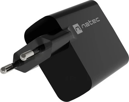 Hitri polnilec GaN 65W z USB-A in USB-C, Natec Ribera, črn
