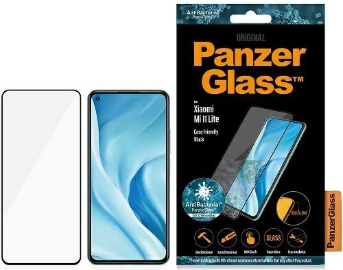 Zaščitno kaljeno steklo za Xiaomi Mi 11 Lite 5G PanzerGlass, E2E, črn rob, antibakterijsko