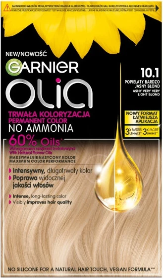 Barva za lase Light Ash Blonde 10.1, Garnier Olia - ženska
