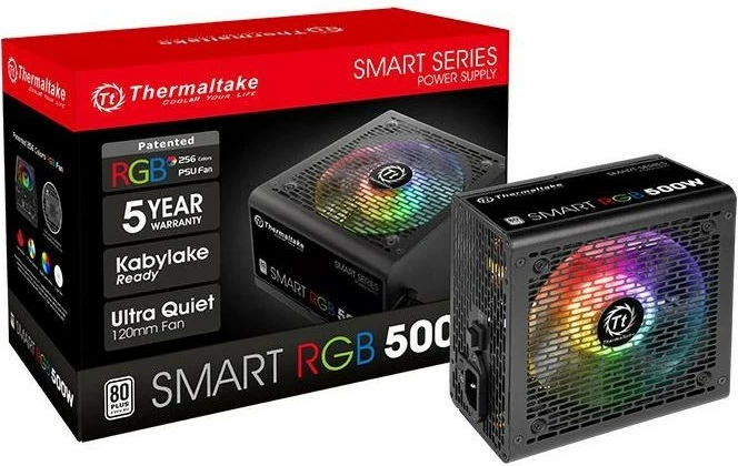 Napajalnik Smart RGB 500W Thermaltake, ne-modularen, z RGB osvetlitvijo