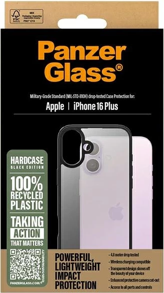 Zaščitni ovitek PanzerGlass za iPhone 16 Plus 6,7", črn