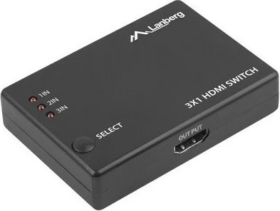 Video stikalo LANBERG, 3x HDMI, micro USB, črn