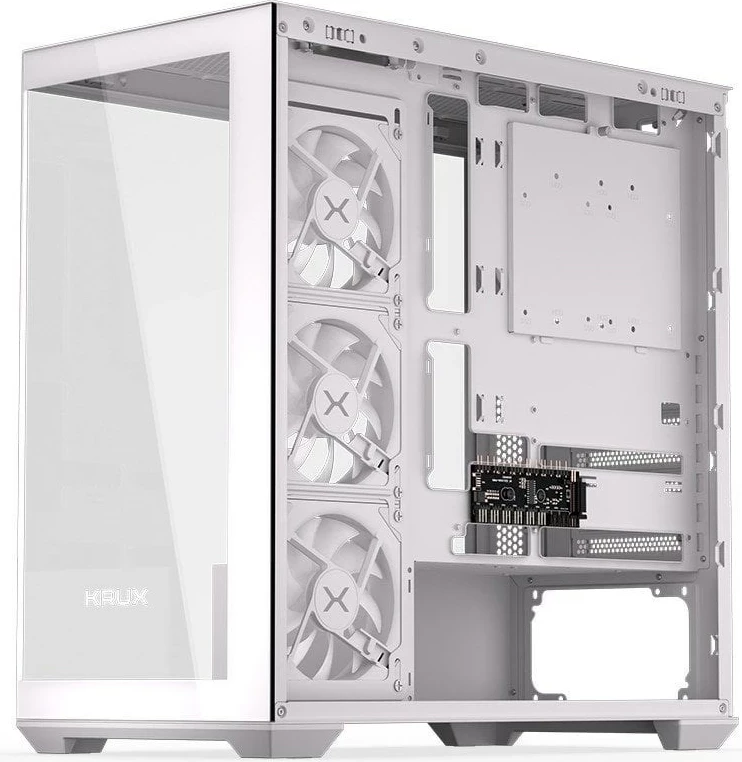 Moderna računalniška ohišje KRUX EXO KRXD009, kaljeno steklo, belo