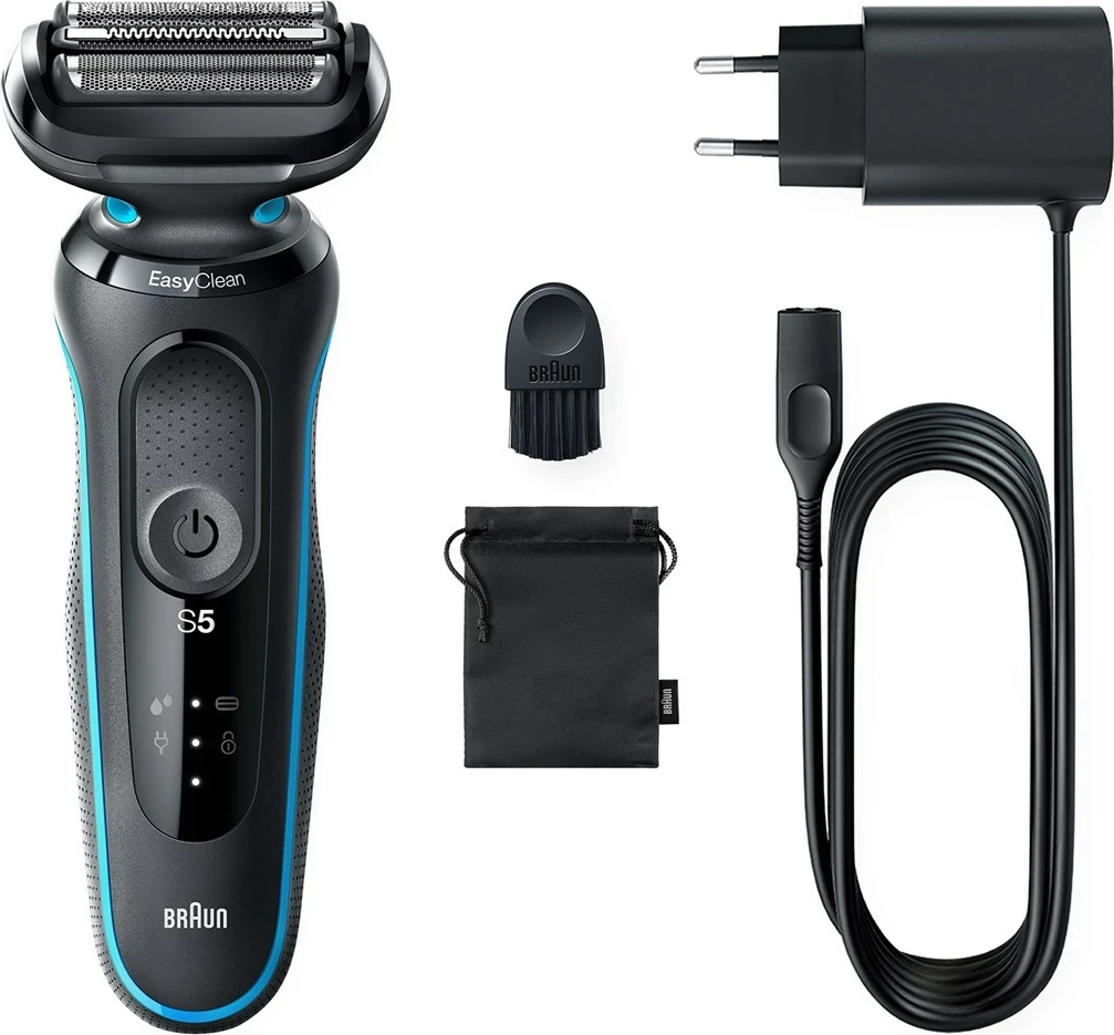 Brivnik Braun Series 5 51-M1000s, z baterijo, črn in moder
