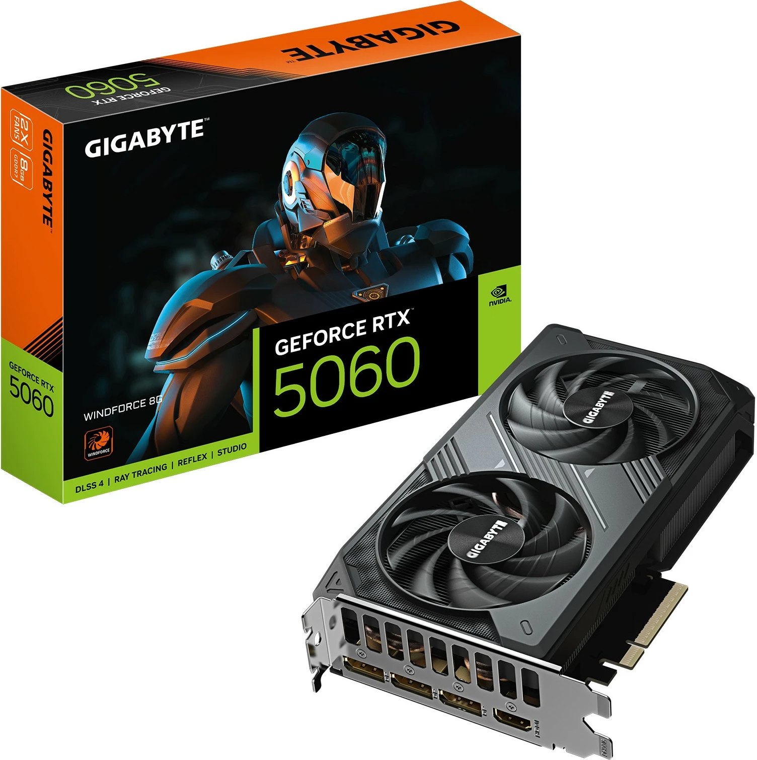 Grafična kartica Gigabyte RTX 5060, 8GB GDDR7, WINDFORCE 2X, črna