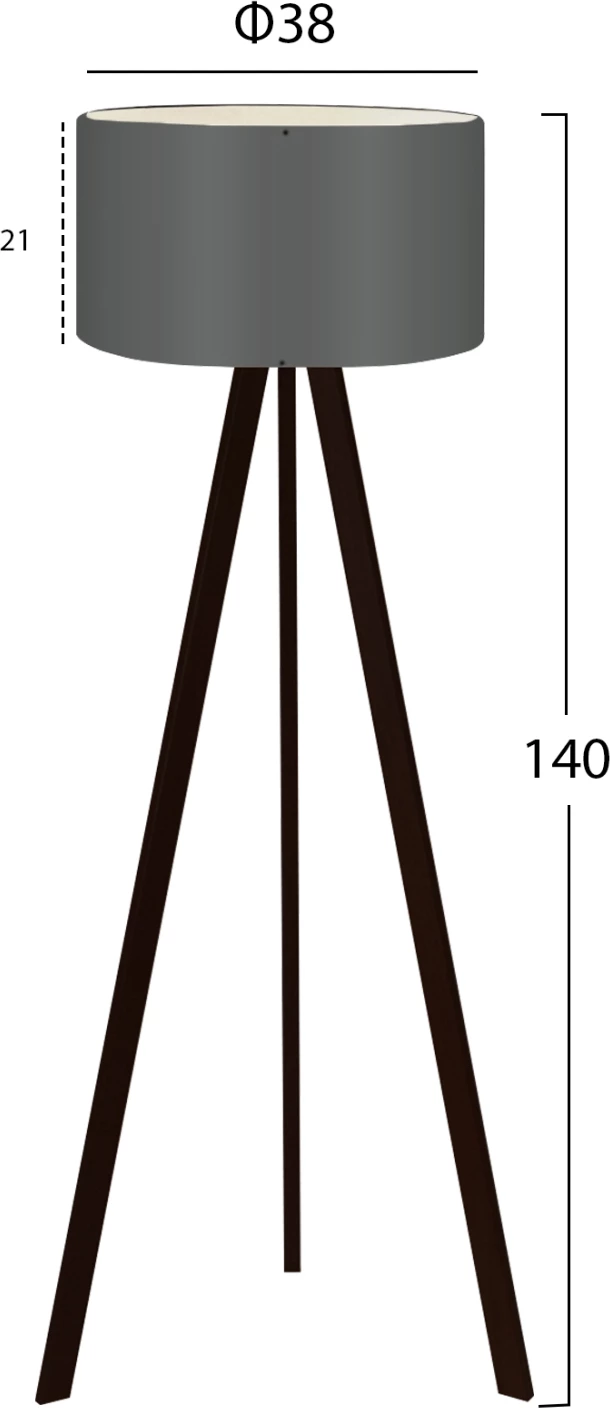 Talna svetilka FH7578.04 črne barve s stojalom, temno-sivim senčnikom