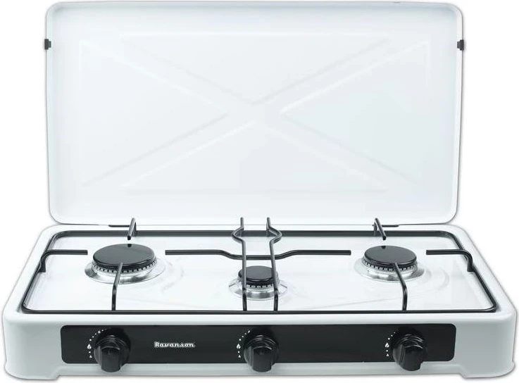 Plinska kuhalna plošča, 3 kuhališča Ravanson K-03TB, 60 cm, bela