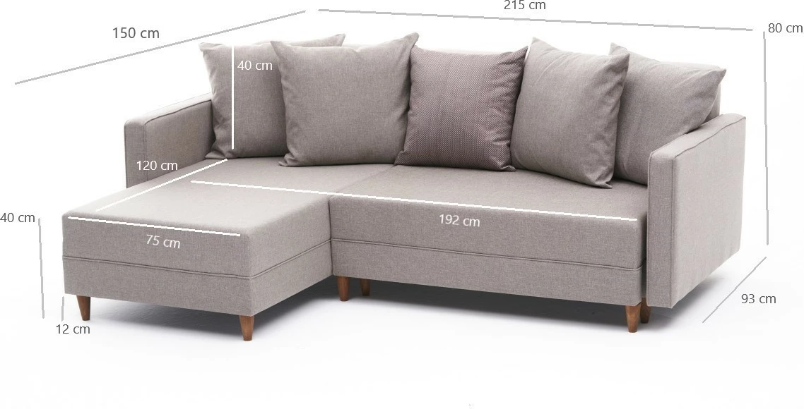 Kotna posteljna sedežna garnitura, Atelier del Sofa Aydam levo, krem