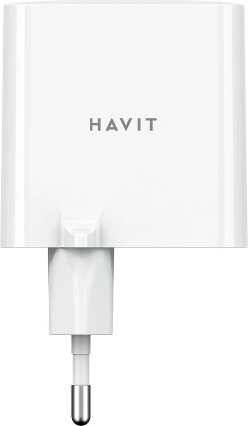 GaN potovalni polnilec, 45 W, 2x USB Type-C, HAVIT UC45 EU, bel