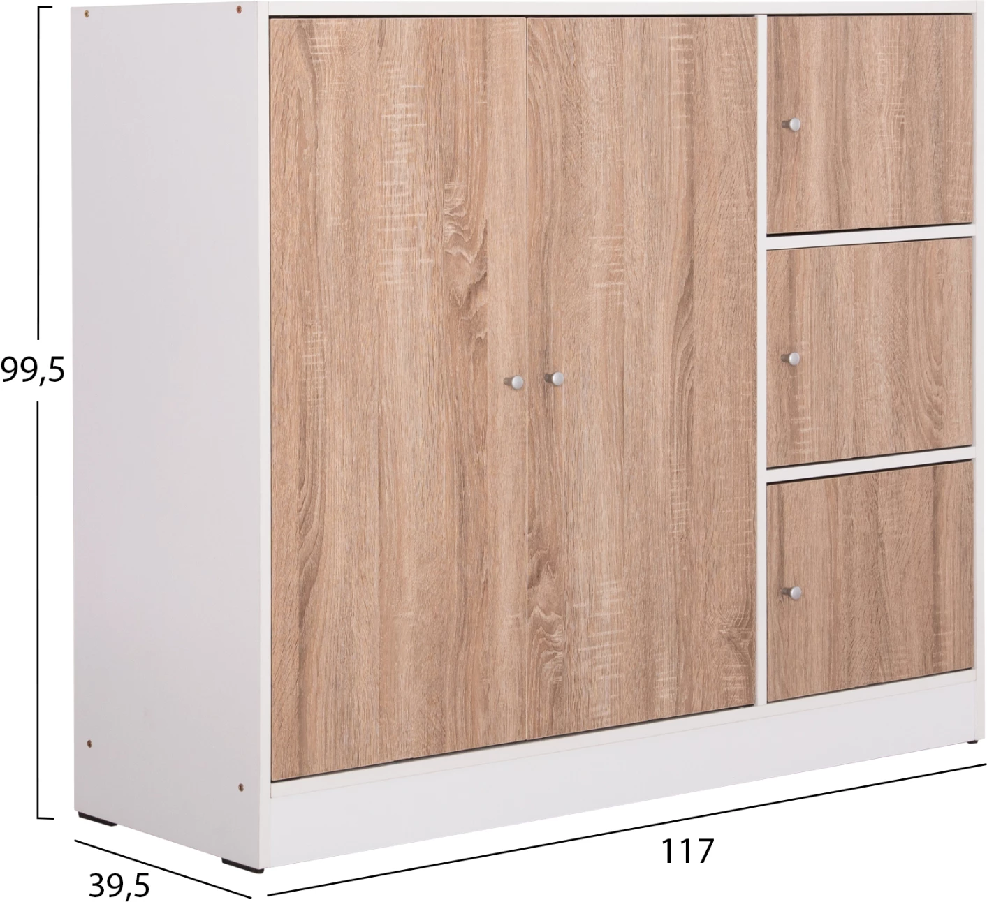 Omarica s 4 prostori za shranjevanje MATIN FH2480.01 sonoma hrast-bela melamin 117x39,5x99,5Hcm