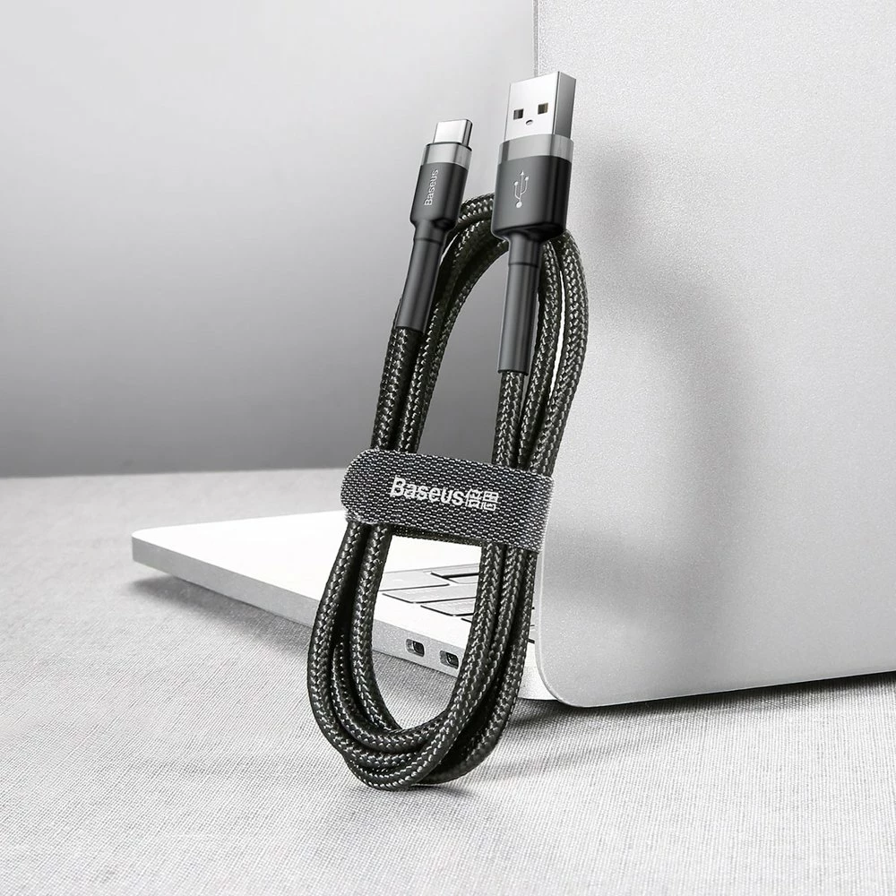 Kabel za polnjenje in prenos podatkov Baseus Cafule USB-A na USB-C, 3 m, sivo/črn