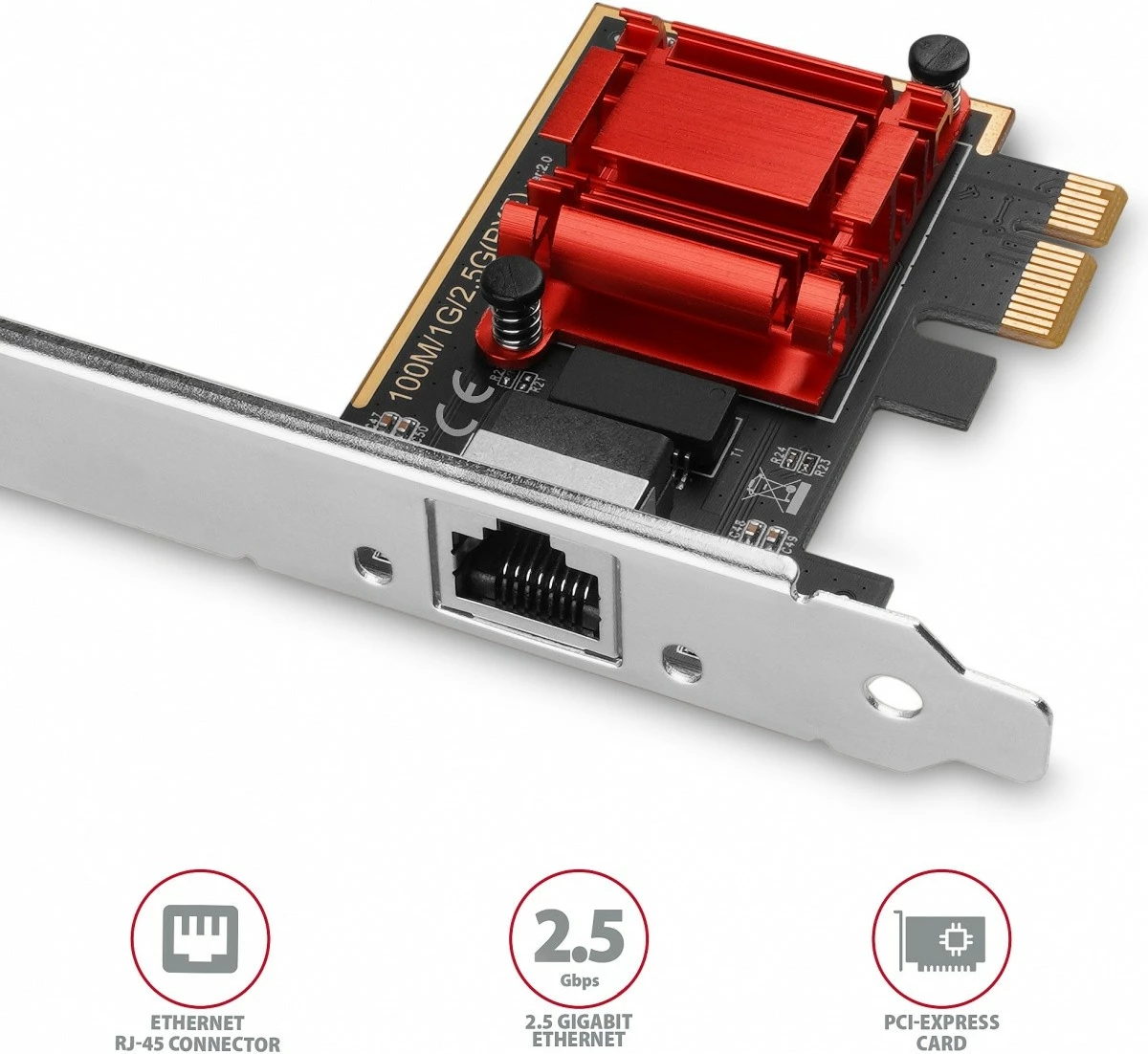 Omrežna kartica AXAGON PCEE-G25, PCIe, 2,5 Gigabit Ethernet, 1x RJ-45, Realtek RTL8125B, s standardnim in nizkoprofilnim nosilcem Omrežna kartica AXAGON PCEE-G25, PCIe, 2,5 Gigabit Ethernet, 1x RJ-45, Realtek RTL8125B, s standardnim in nizkoprofilnim nosilcem