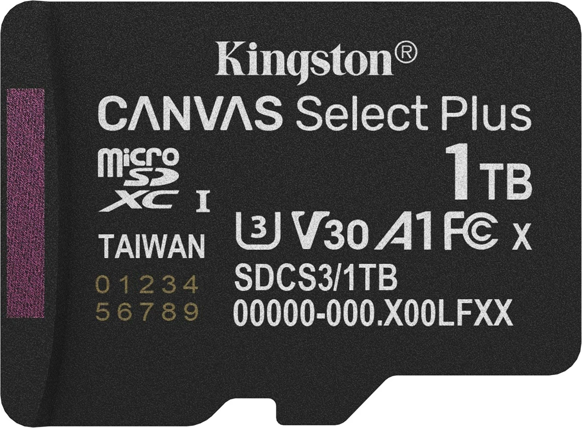 Kartica microSDXC Kingston Canvas Select Plus Gen3 1 TB s adapterjem, črna