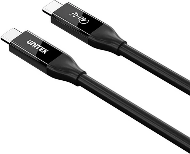 USB-C kabel, 2 m, USB 4.0, 100 W, 40 Gbit/s, črn, UNITEK C14100ABK01-2M
