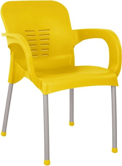 Aluminijasti naslanjač KAREK FH5592.09 rumene barve z aluminijasto nogo 59x58x81 cm