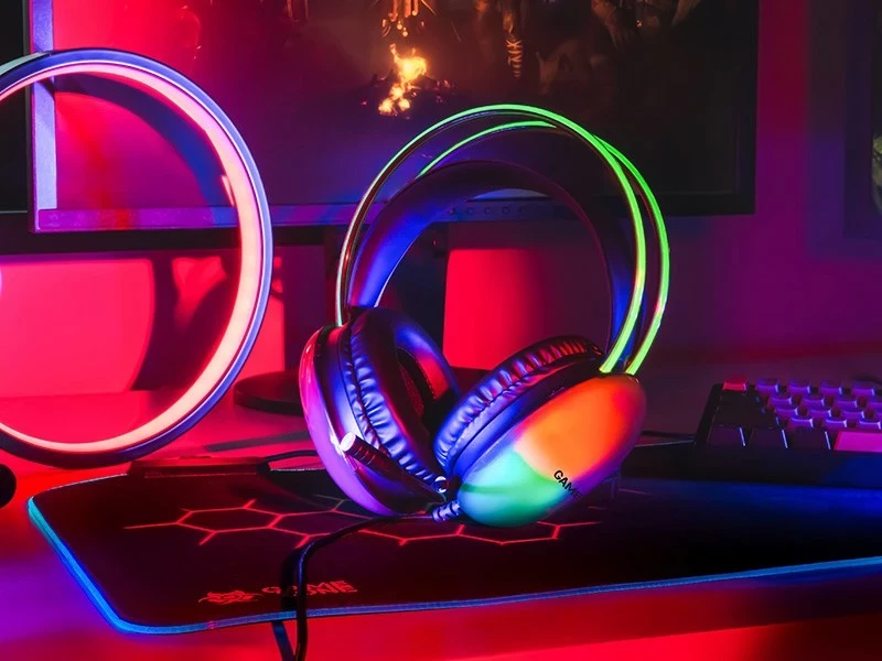 Gaming slušalke z mikrofonom Tracer GameZone GZ X4, z RGB osvetlitvijo, z vodnikom, večbarvne