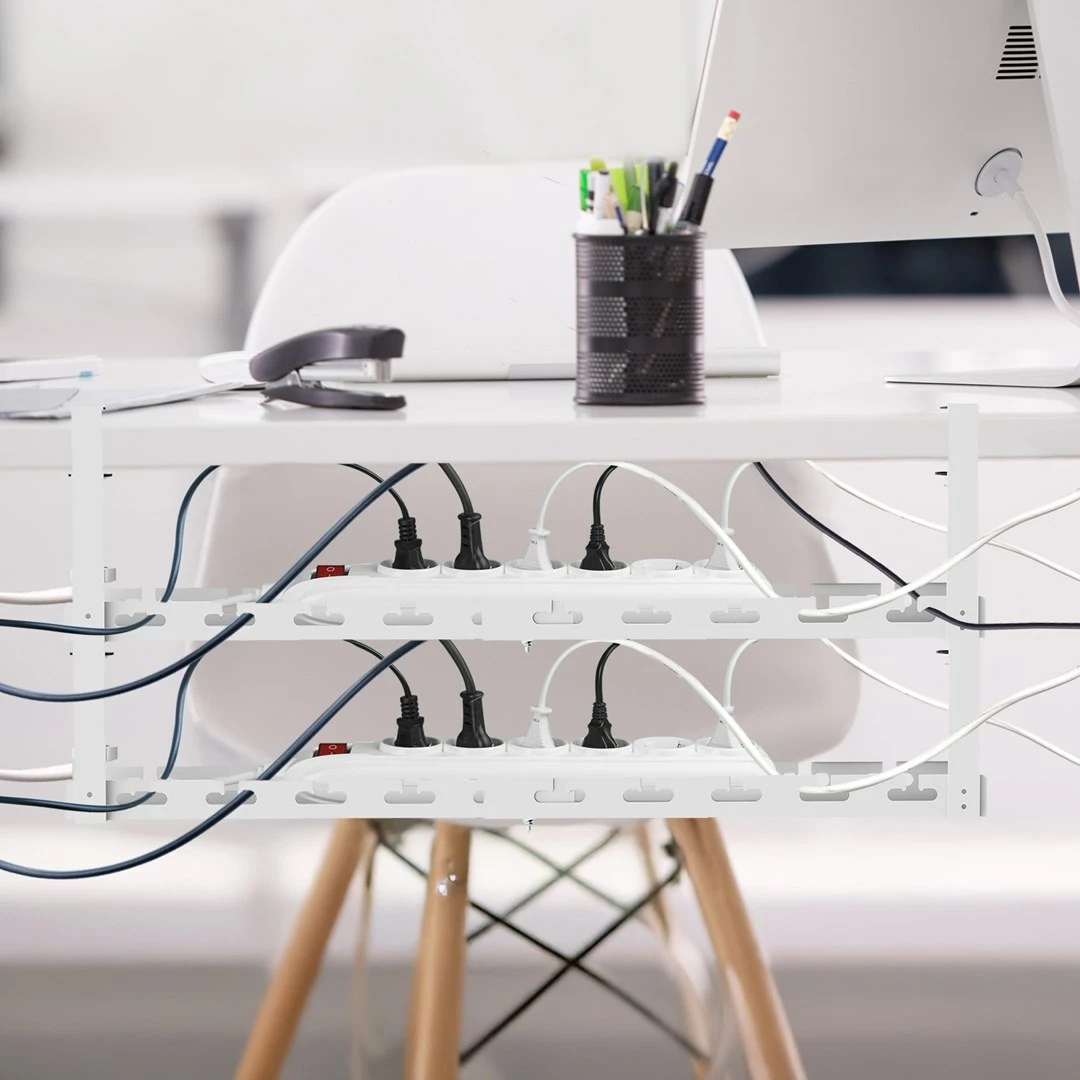 Organizator kablov pod mizo Maclean MC-102 W, 2 nivoja, jeklo, bel